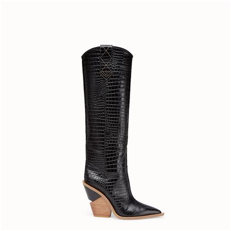 fendi crocodile boots black